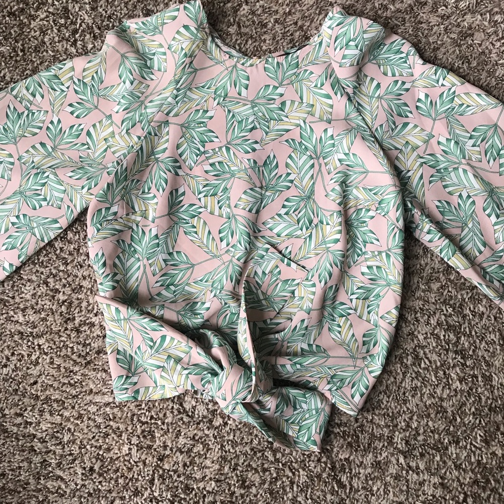 Floral Blouse with Waist Tie